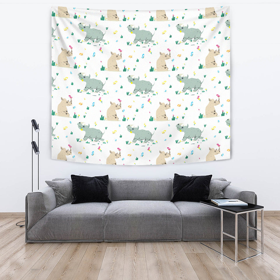 Cute Rhino Pattern Wall Tapestry