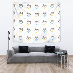 Cute Siberian Husky Pattern Wall Tapestry
