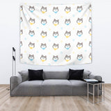 Cute Siberian Husky Pattern Wall Tapestry