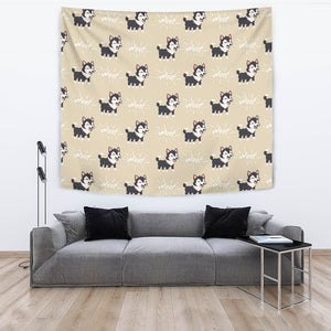 Cute Siberian Husky Wall Tapestry