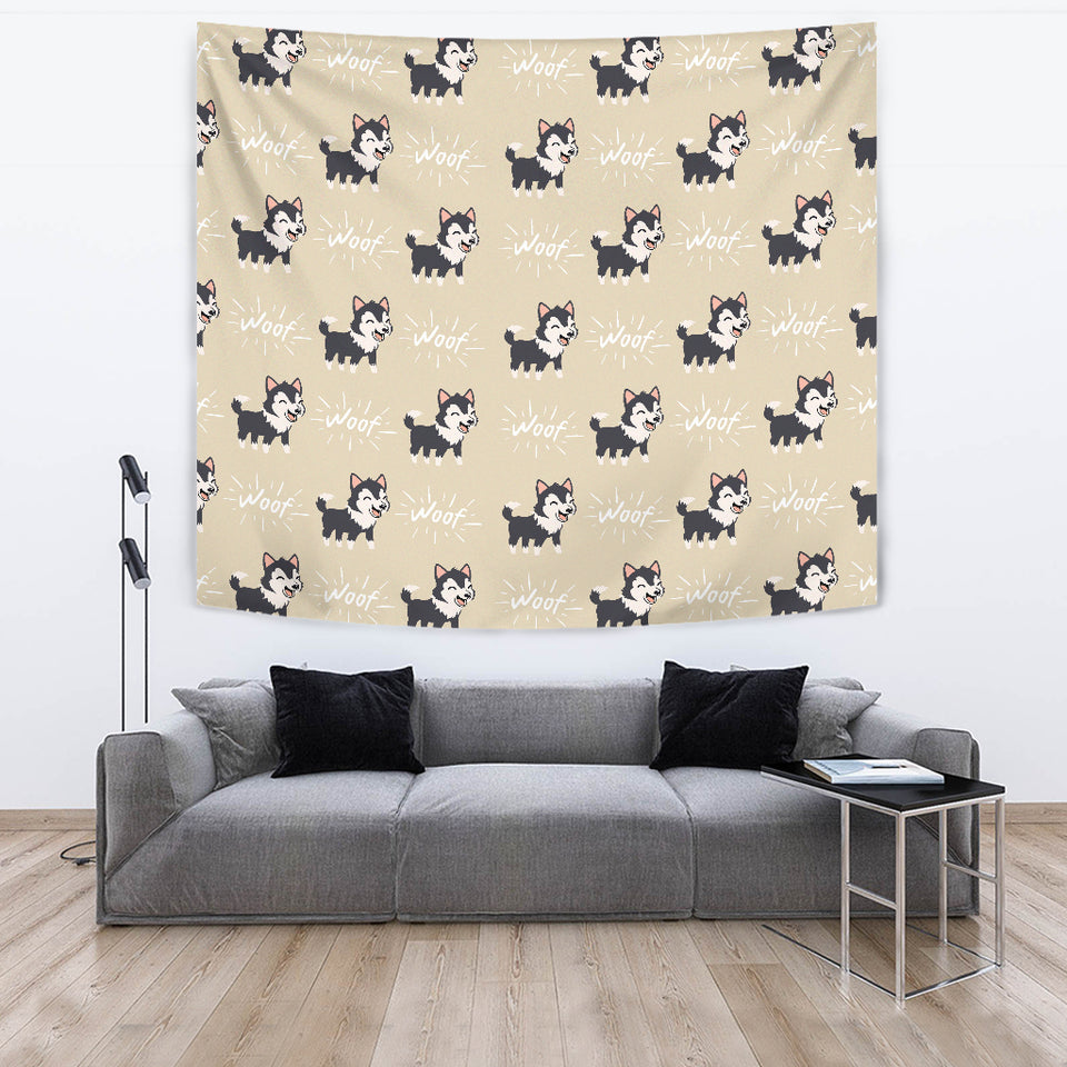 Cute Siberian Husky Wall Tapestry