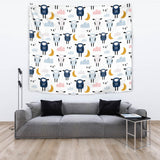 Cute Sleeping Sheep Moon Cloud Pattern Wall Tapestry