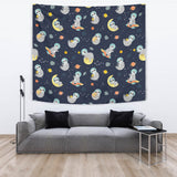 Cute Sloth Astronaut Star Planet Rocket Pattern Wall Tapestry