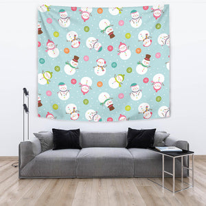 Cute Snowman Snowflake Pattern Wall Tapestry