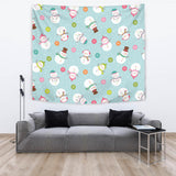 Cute Snowman Snowflake Pattern Wall Tapestry