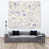 Cute Sushi Icon Pattern Wall Tapestry