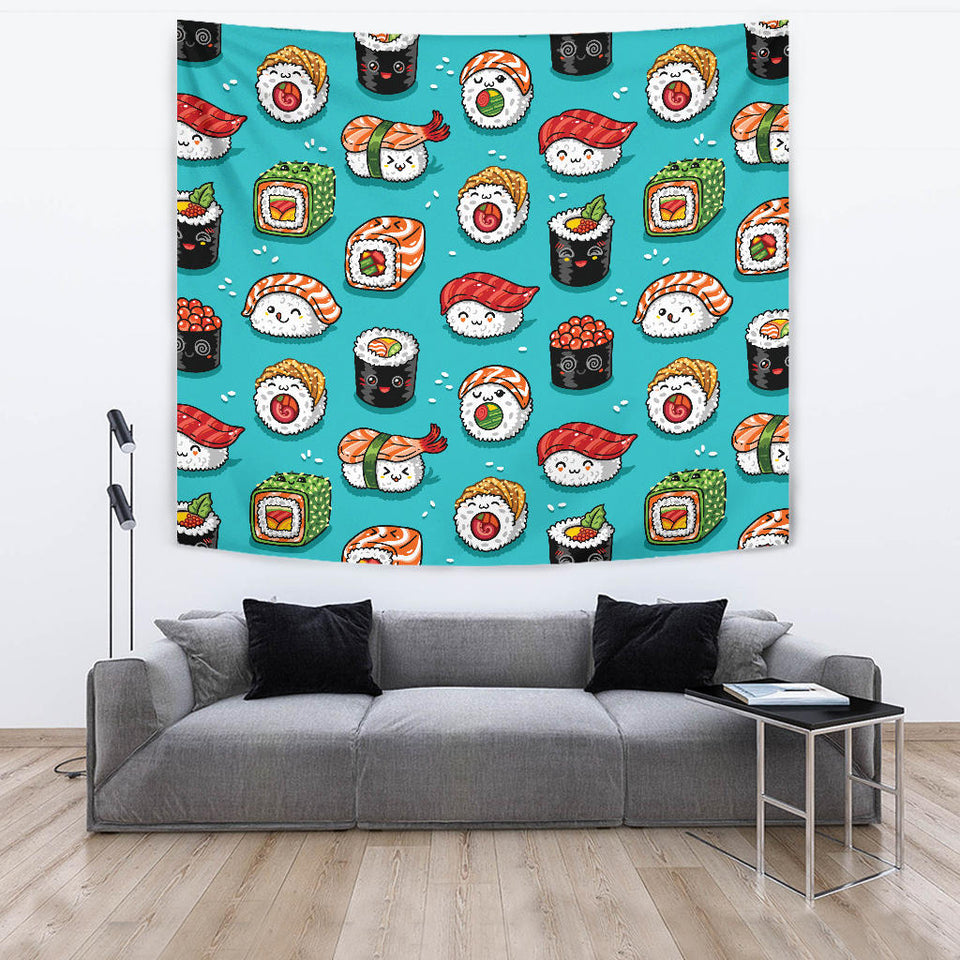 Cute Sushi Pattern Wall Tapestry