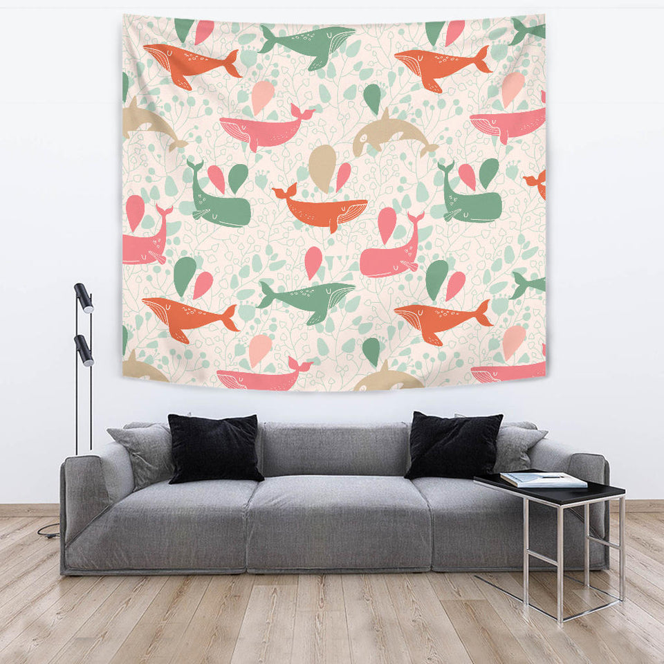 Cute Whale Pattern Wall Tapestry