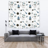 Hand Drawn Space Elements Space Rocket Star Planet Space Probe Wall Tapestry