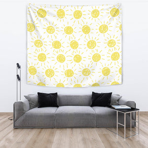 Hand Drawn Sun Pattern Wall Tapestry