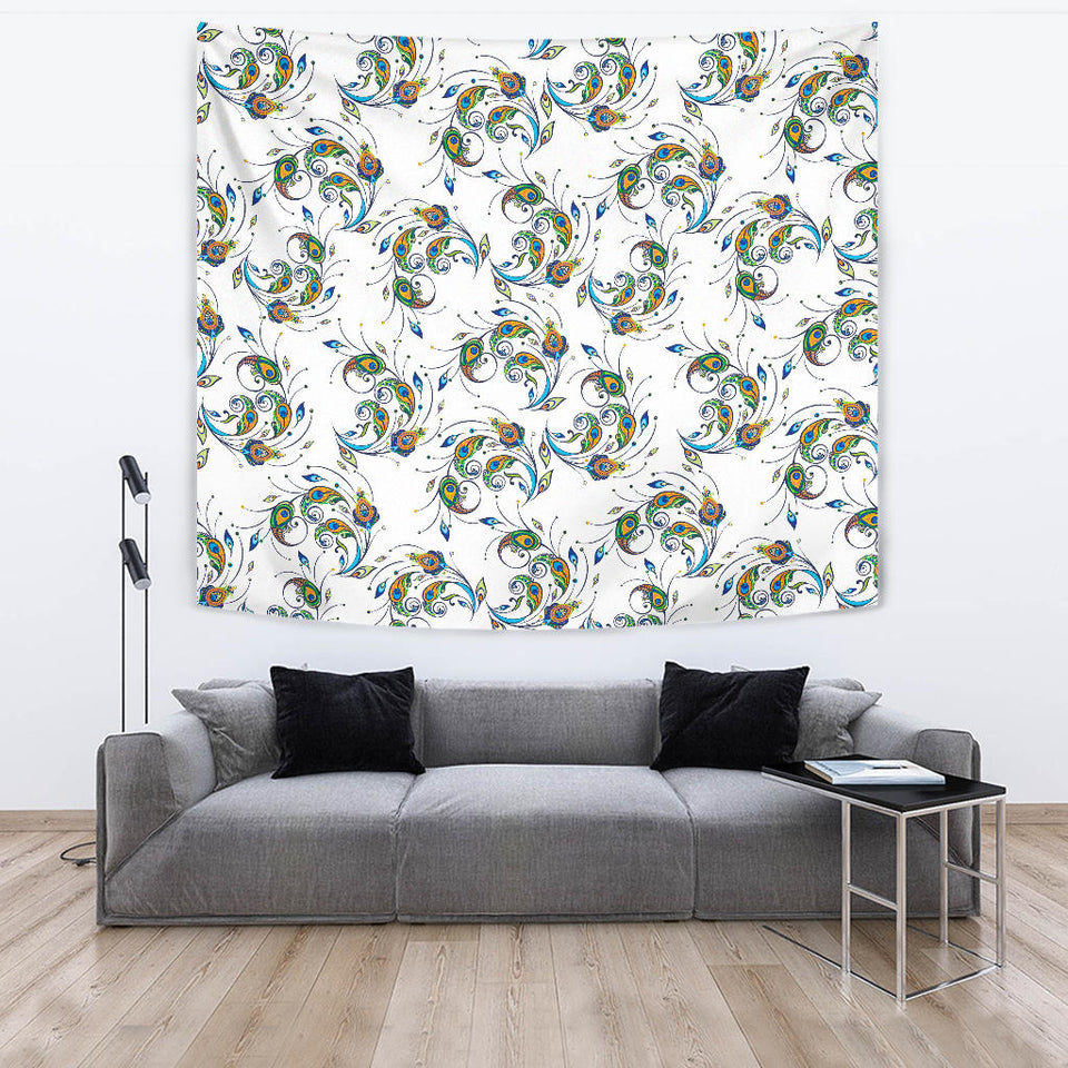 Peacock Feather Pattern Wall Tapestry