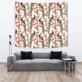 Peacock Tropical Flower Pattern Wall Tapestry