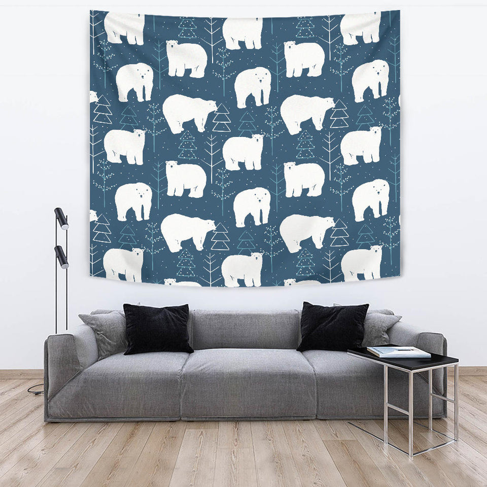 Polar Bear Mother Her Child Pattern Wall Tapestry