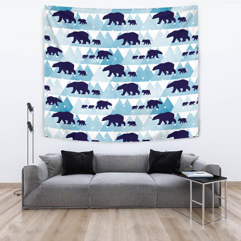 Polar Bear Winter Snow Pattern Wall Tapestry