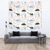 Polar Bears Star Poka Dot Pattern Wall Tapestry