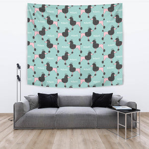 Poodle Dog Green Background Wall Tapestry