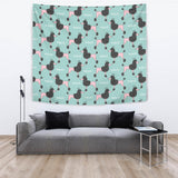 Poodle Dog Green Background Wall Tapestry