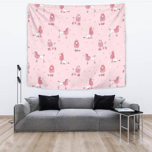 Poodle Dog Pink Color Theme Wall Tapestry