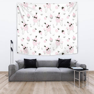Poodle Dog Rose Cake Pattern Wall Tapestry