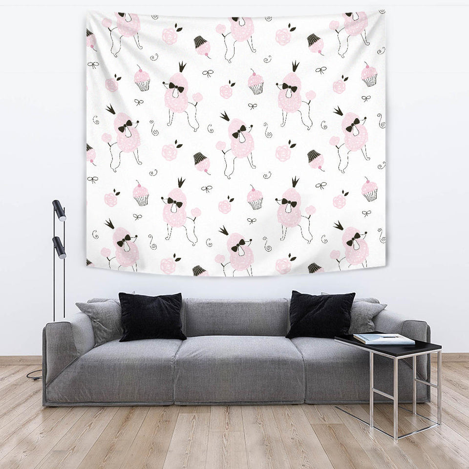 Poodle Dog Rose Cake Pattern Wall Tapestry