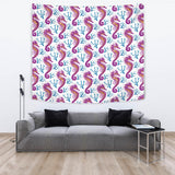 Purple Seahorse Blue Coral Pattern Wall Tapestry