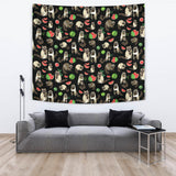 Raccoon Watermelon Pattern Wall Tapestry