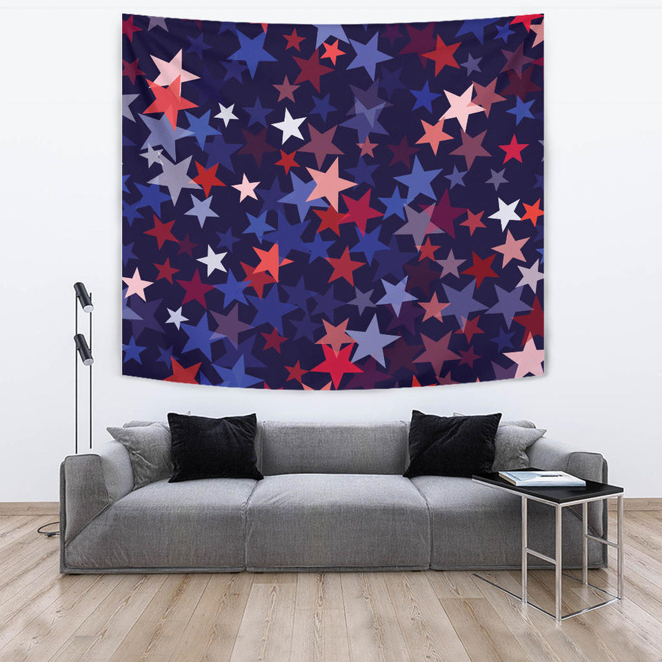 Red Blue Star Pattern Wall Tapestry
