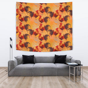 Red Rooster Chicken Cock Pattern Wall Tapestry