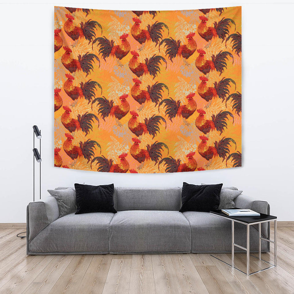 Red Rooster Chicken Cock Pattern Wall Tapestry