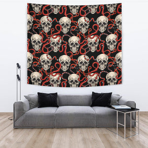 Red Snake Skull Pattern Wall Tapestry