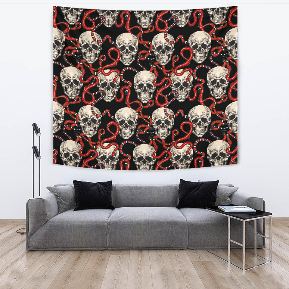 Red Snake Skull Pattern Wall Tapestry