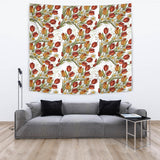Red Tulips And Daffodils Pattern Wall Tapestry