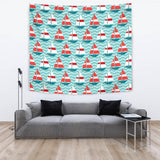 Red White Sailboat Wave Background Wall Tapestry