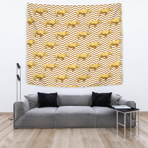 Rhino Yellow Theme Pattern Wall Tapestry