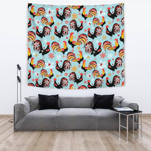 Rooster Chicken Cock Snowfalke Wall Tapestry