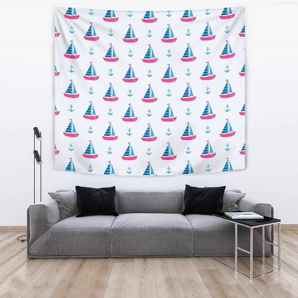 Sailboat Anchor Pattern Wall Tapestry