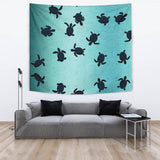 Sea Turtle With Blue Ocean Backgroud Wall Tapestry