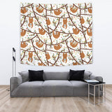 Sloths Hanging On The Tree Pattern Wall Tapestry
