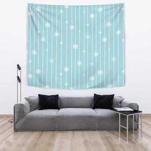 Snowflake Pattern Blue Stripe Background Wall Tapestry