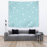 Snowflake Pattern Blue Stripe Background Wall Tapestry