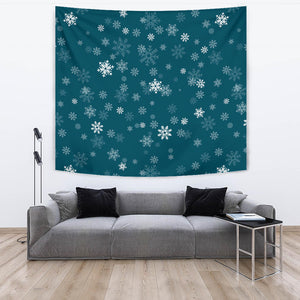 Snowflake Pattern Dark Background Wall Tapestry
