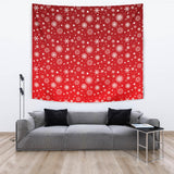 Snowflake Pattern Red Background Wall Tapestry