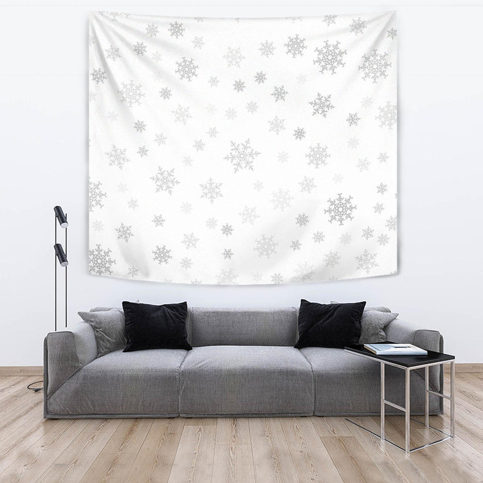 Snowflake Pattern White Background Wall Tapestry