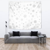 Snowflake Pattern White Background Wall Tapestry