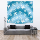 Starfish Blue Blackground Wall Tapestry