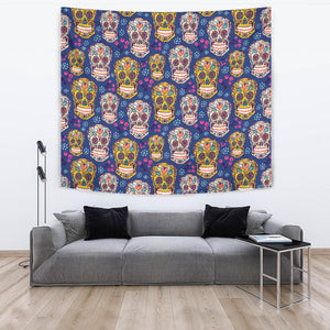 Sugar Skull Flower Pattern Wall Tapestry