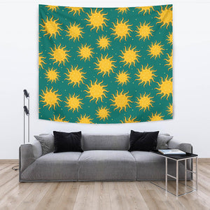 Sun Green Background Wall Tapestry
