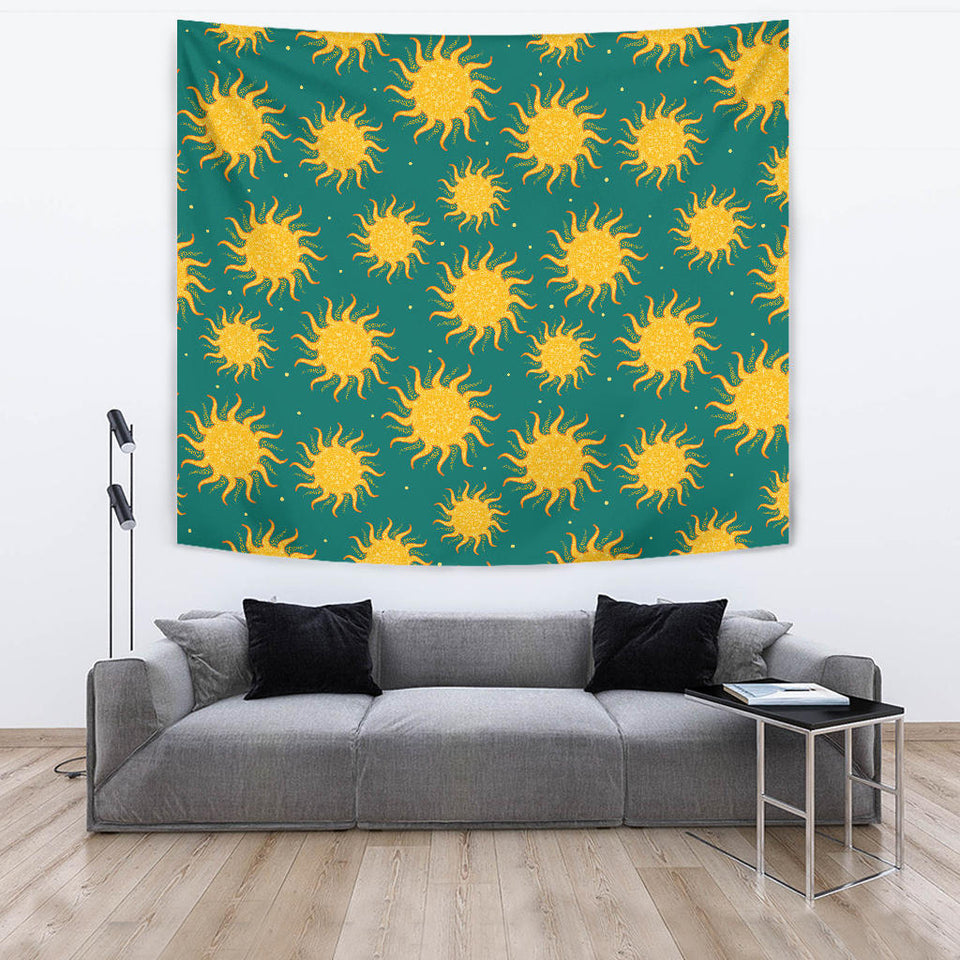 Sun Green Background Wall Tapestry