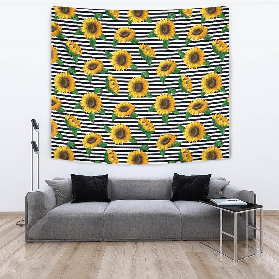 Sunflowers Ribbon Background Wall Tapestry