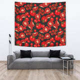 Tomato Black Background Wall Tapestry